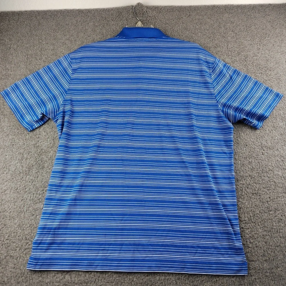 Nike Polo Shirt Mens XL Dri-FIT Blue Striped Golf Short Sleeve Preppy Sporty EUC